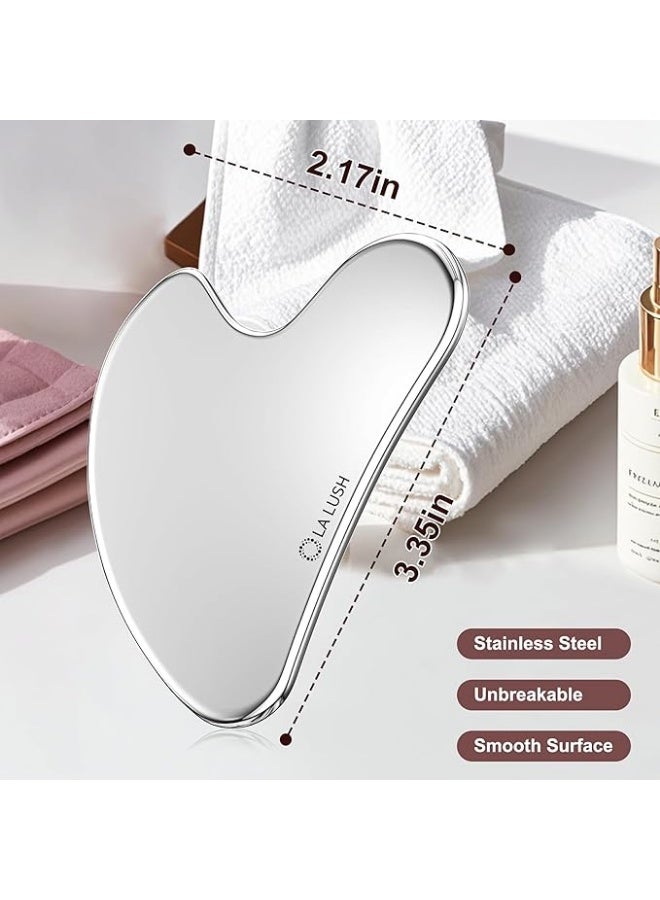 LA LUSH 304 Stainless Steel Gua Sha – Facial & Body Massage Tool for Sculpting, Lymphatic Drainage, Jawline & Chin Lift, Muscle Tension Relief, and Skin Care - Image 2